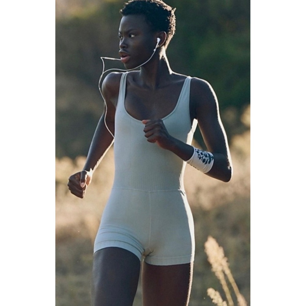 Free People Movement Good Karma Romper Sage Green Activewear Bodysuit Womens